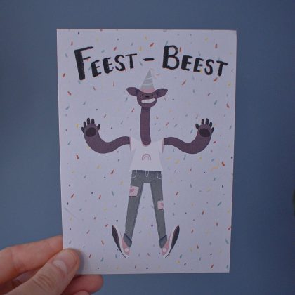 "Feest-Beest" Illustrated Postcard