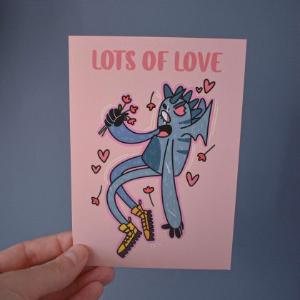 "Lots of Love" Illustrated Postcard