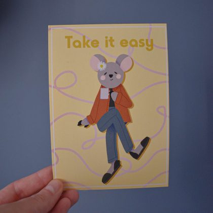 "Take It Easy" Illustrated Postcard