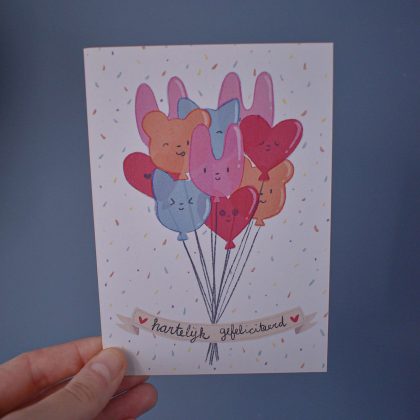 "Hartelijk gefeliciteerd" Illustrated Postcard