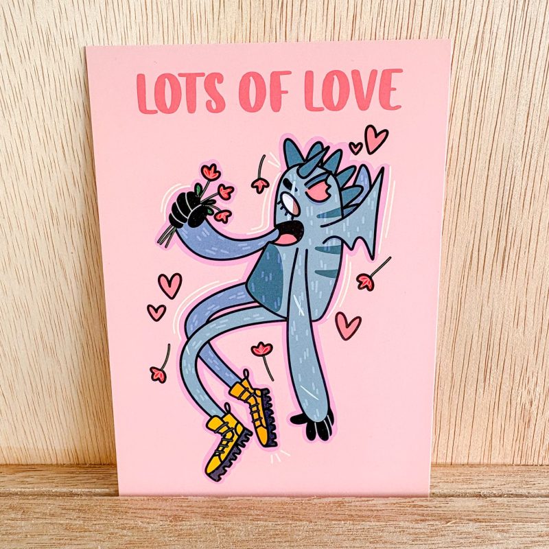 "Lots of Love" Illustrated Postcard