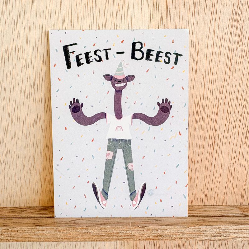 "Feest-Beest" Illustrated Postcard