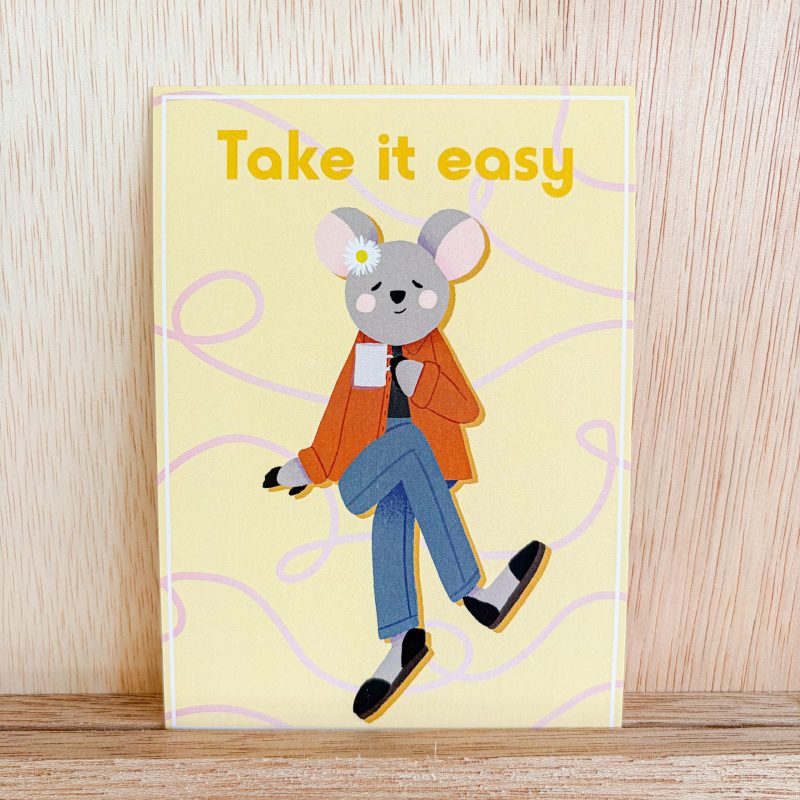 "Take It Easy" Illustrated Postcard